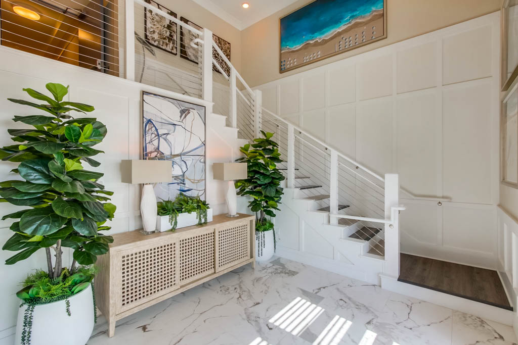 Bright and airy stairway with marble flooring at Carlyle