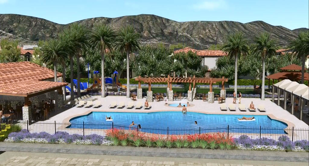 Side view of pool area in Adobe Springs