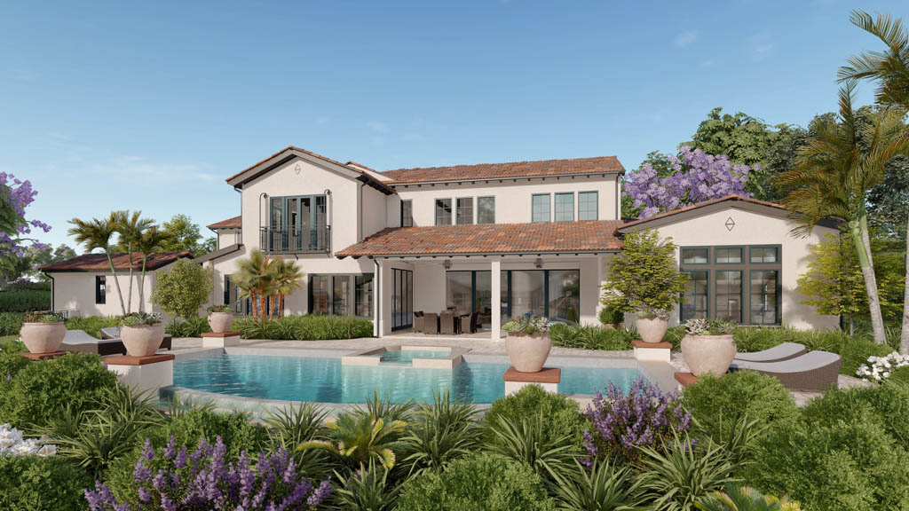 Front view rendering of home at Arrieta with pool