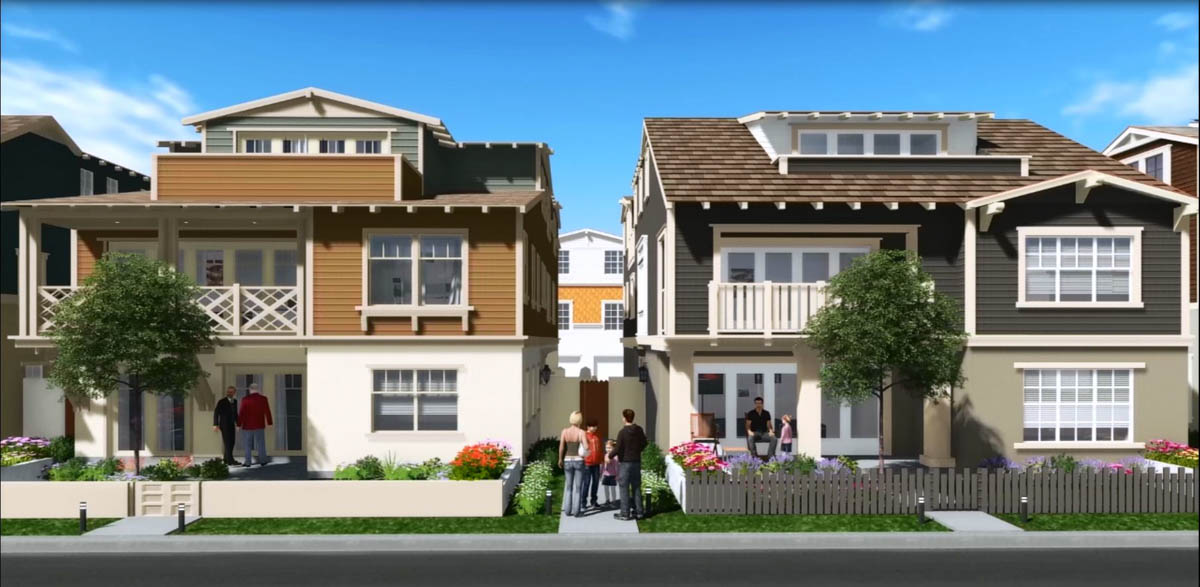 Front view renderings of homes in Bayside Cove option 2
