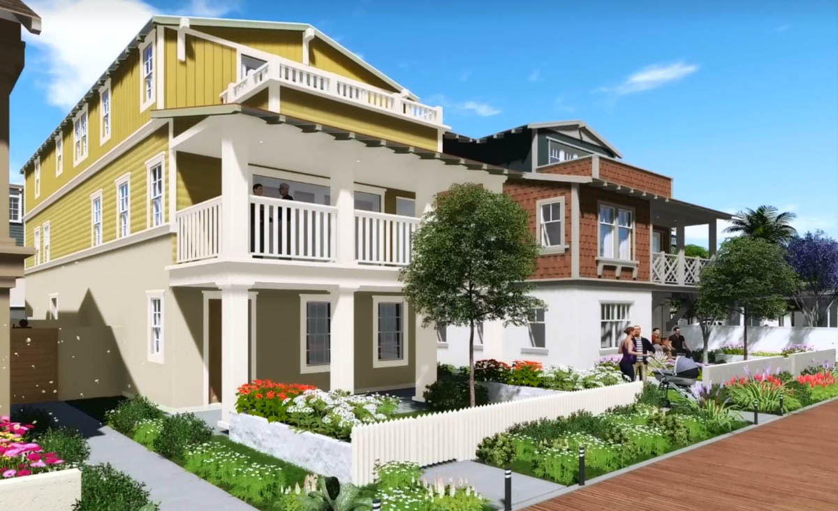 Side view renderings of homes in Bayside Cove