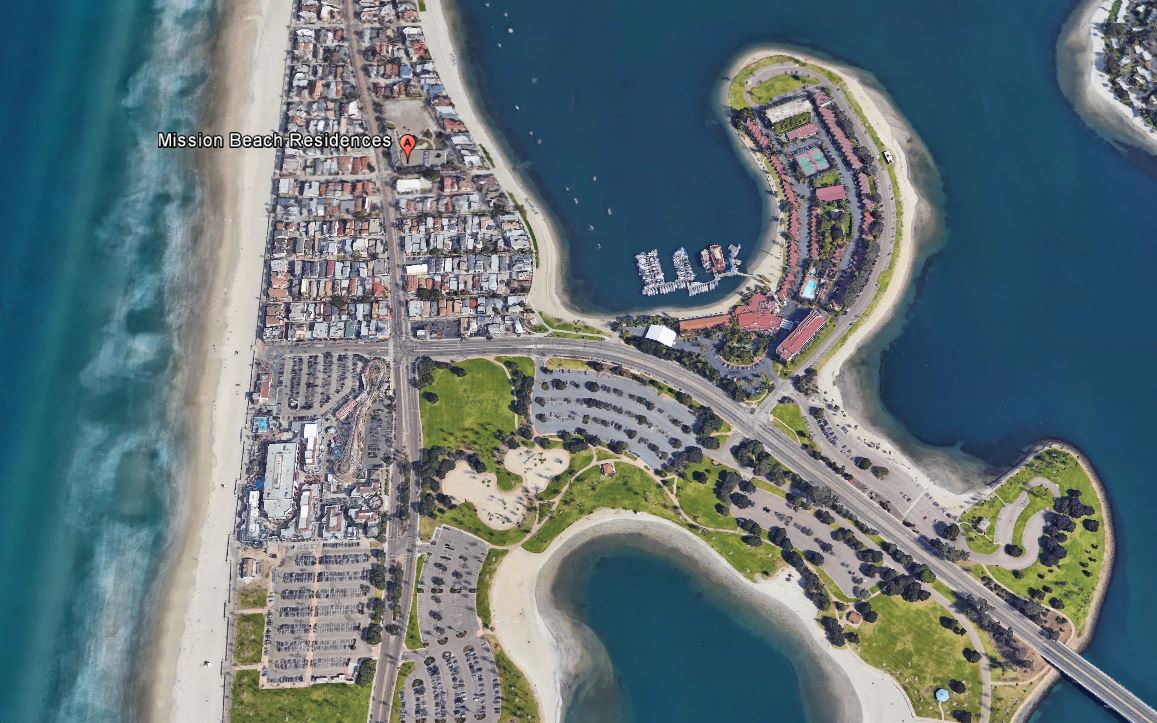 Ariel view is Bayside Cove at Mission Beach