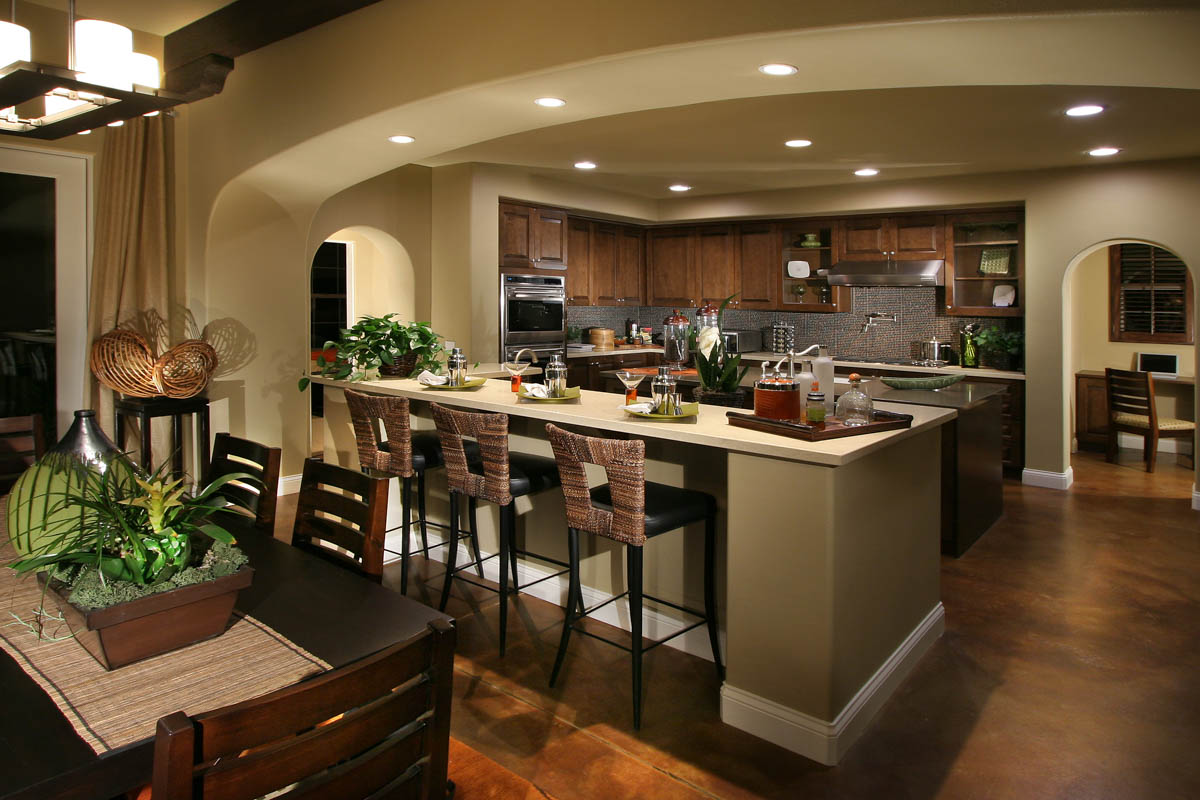 Kitchen area with bar at the Monte Sereno home