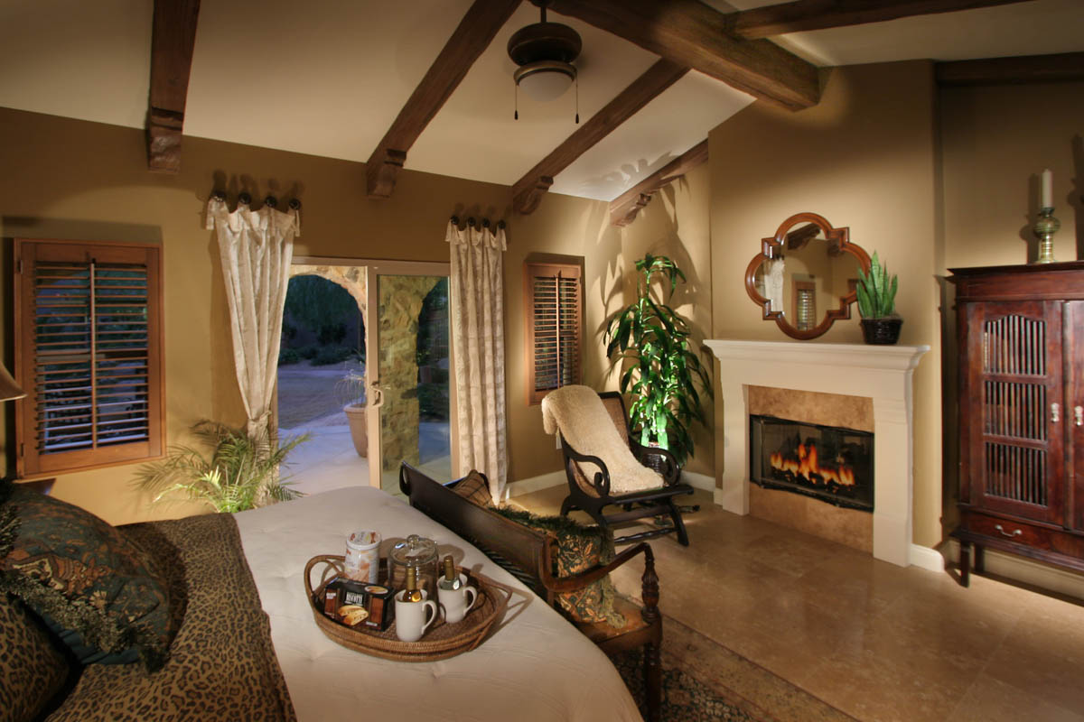 Fire place and another guest room at the Monte Sereno residence