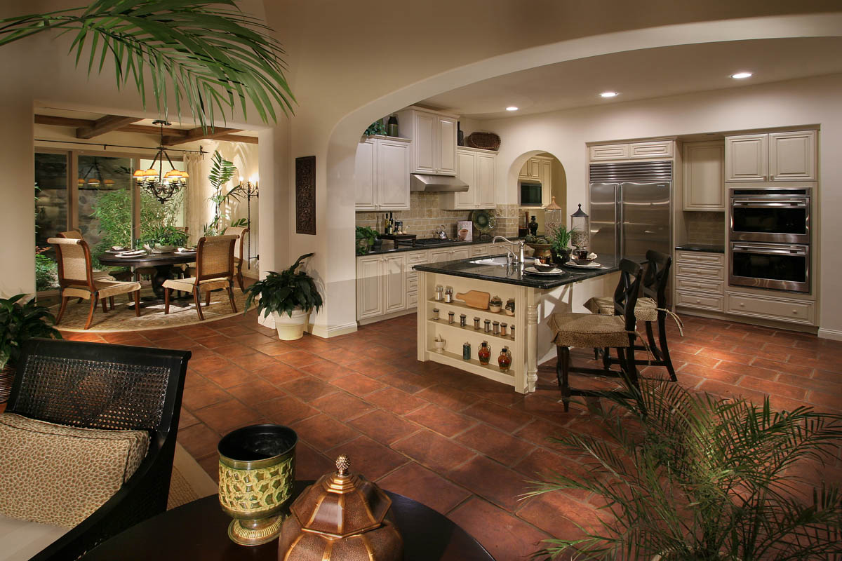 Kitchen with 2 ovens and curved arches at the Monte Sereno residence