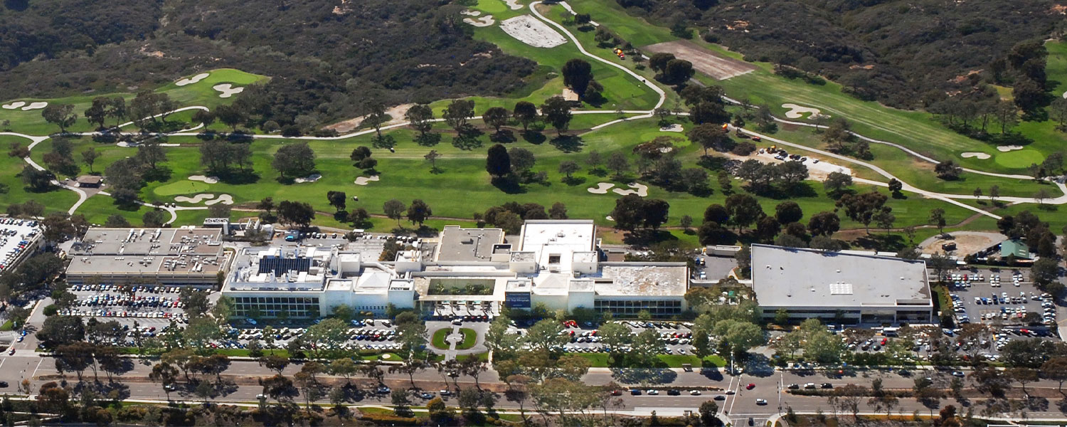 Scripps Research Institute Immunology aerial view of build and landscape with mountain range in the background
