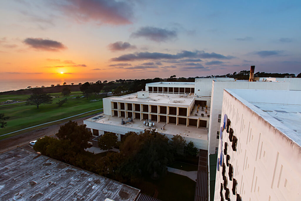 Sunset behind Scripps Immunology Research building