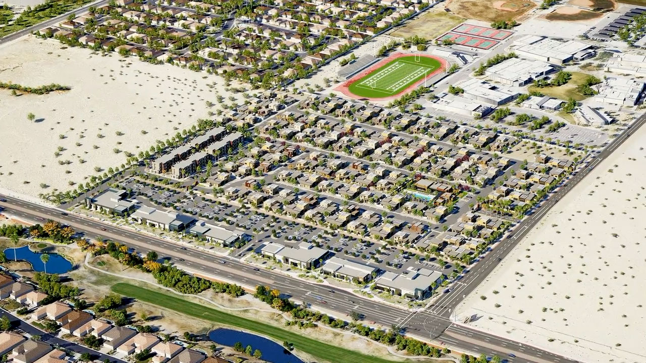 aerial view rendering over community